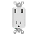 LEVITON T5630W 15A TR RECPT 2 USB + 1 110 OUTLET WHITE
