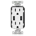 LEVITON T5632W 15A TR RECPT 2 USB + 2 110 OUTLET WHITE