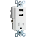 ONQ TM8USBWCC6 USB CHARGER WITH TR RECEPTACLE WHITE
