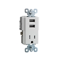 USB CHARGER WITH TR RECEPTACLE WHITE